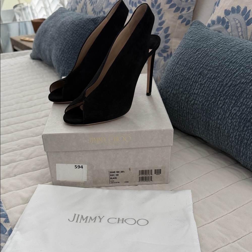Jimmy Choo Shar Elegant Black Slingback Heels 39.5 - Picture 2 of 6